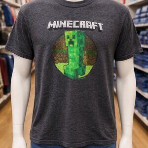 Minecraft Mens T-shirt  Creeper Dark Gray Size Large